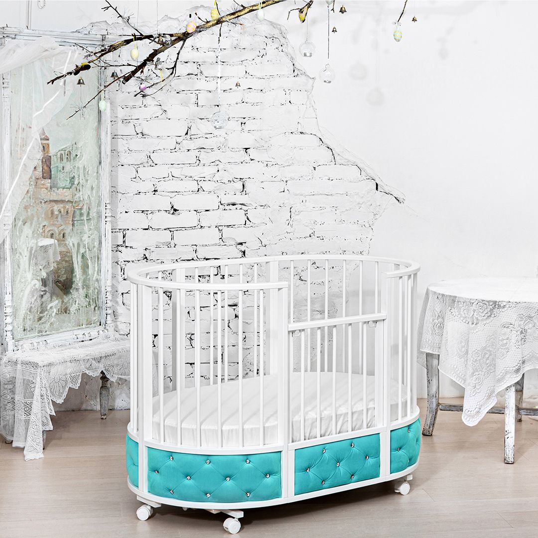 Круглая кроватка EVA «VIP», декор бархат