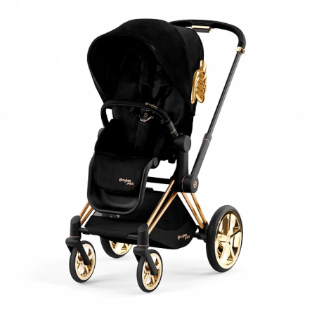 Детская коляска Cybex PRIAM IV FE JS Wings (с золотыми крыльями) с прогулочным блоком и рамой