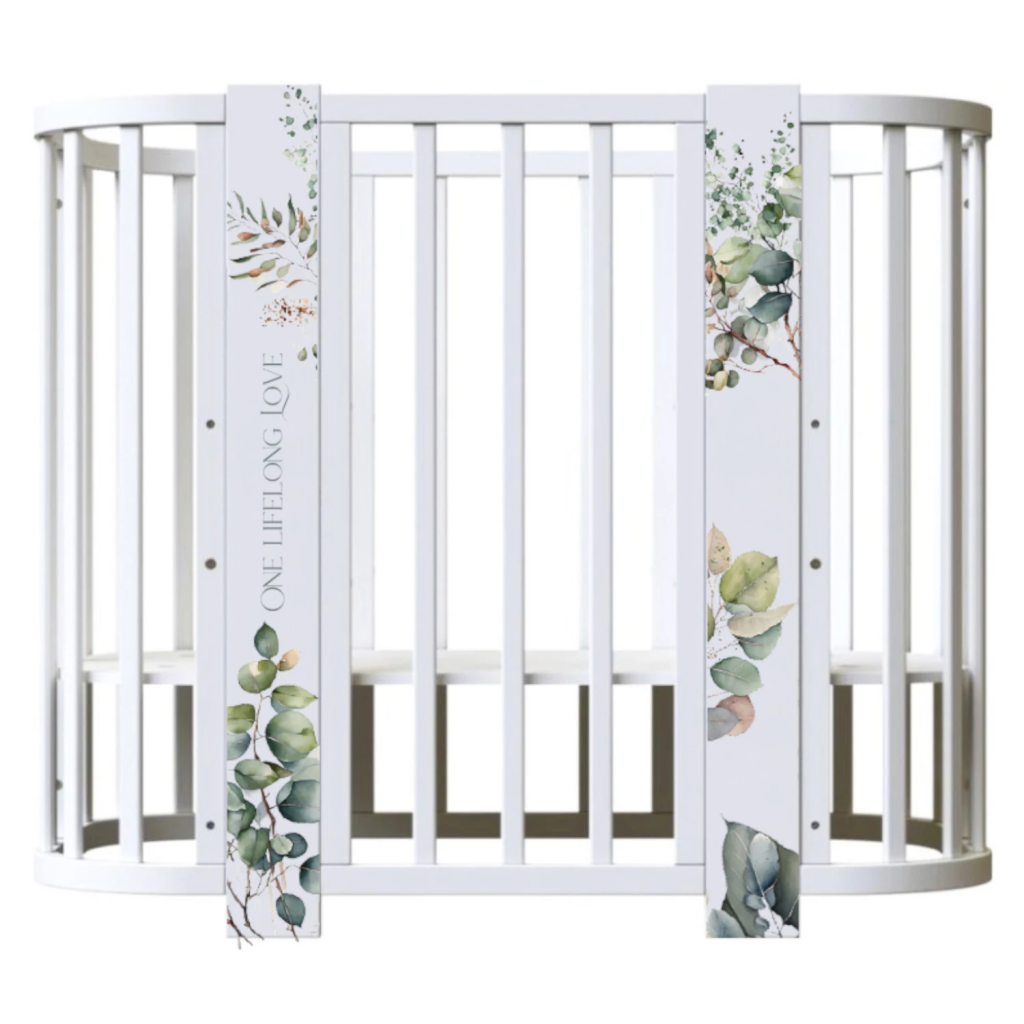 Кровать детская Indigo Baby Line 5 в 1 с поперечным маятником листочки