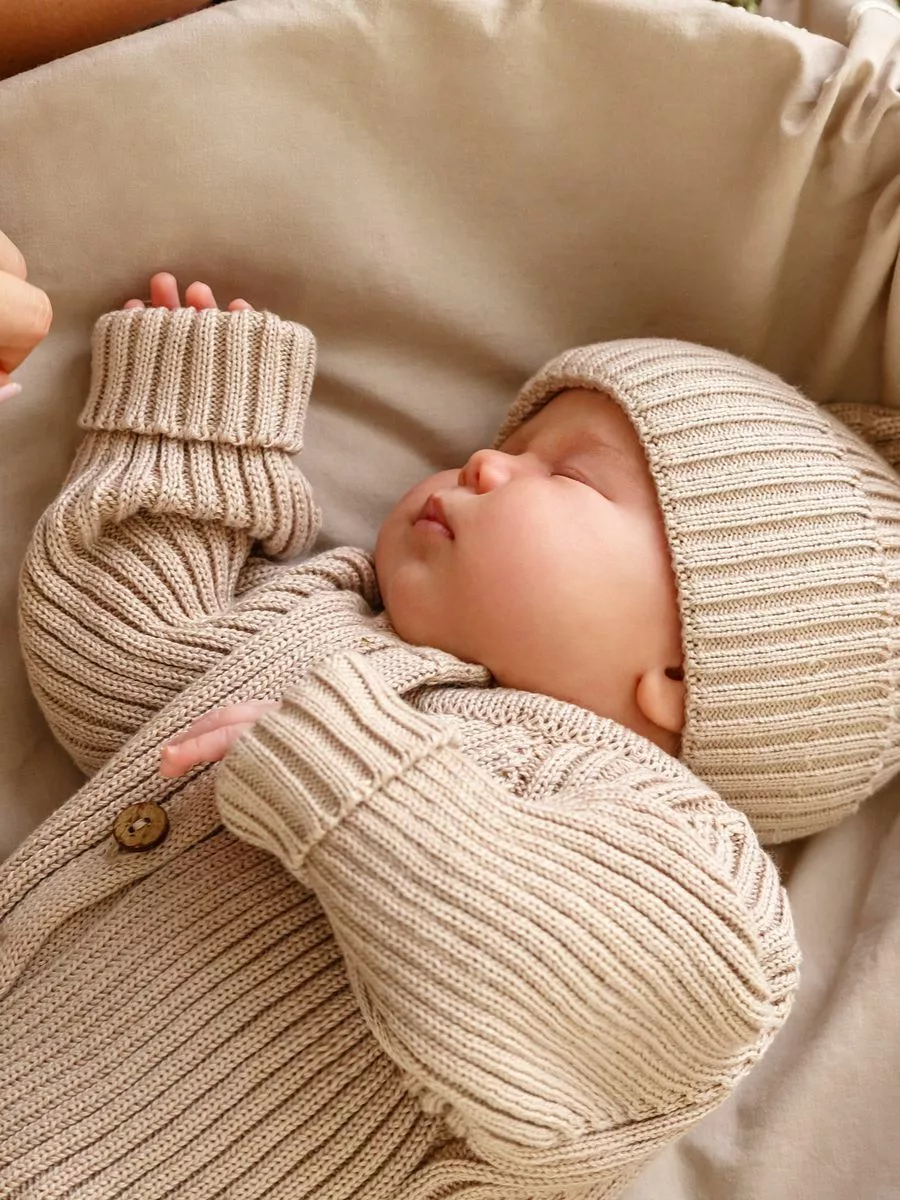 Комбинезон вязаный детский Pure Love Tot, демисезонный, бежевый