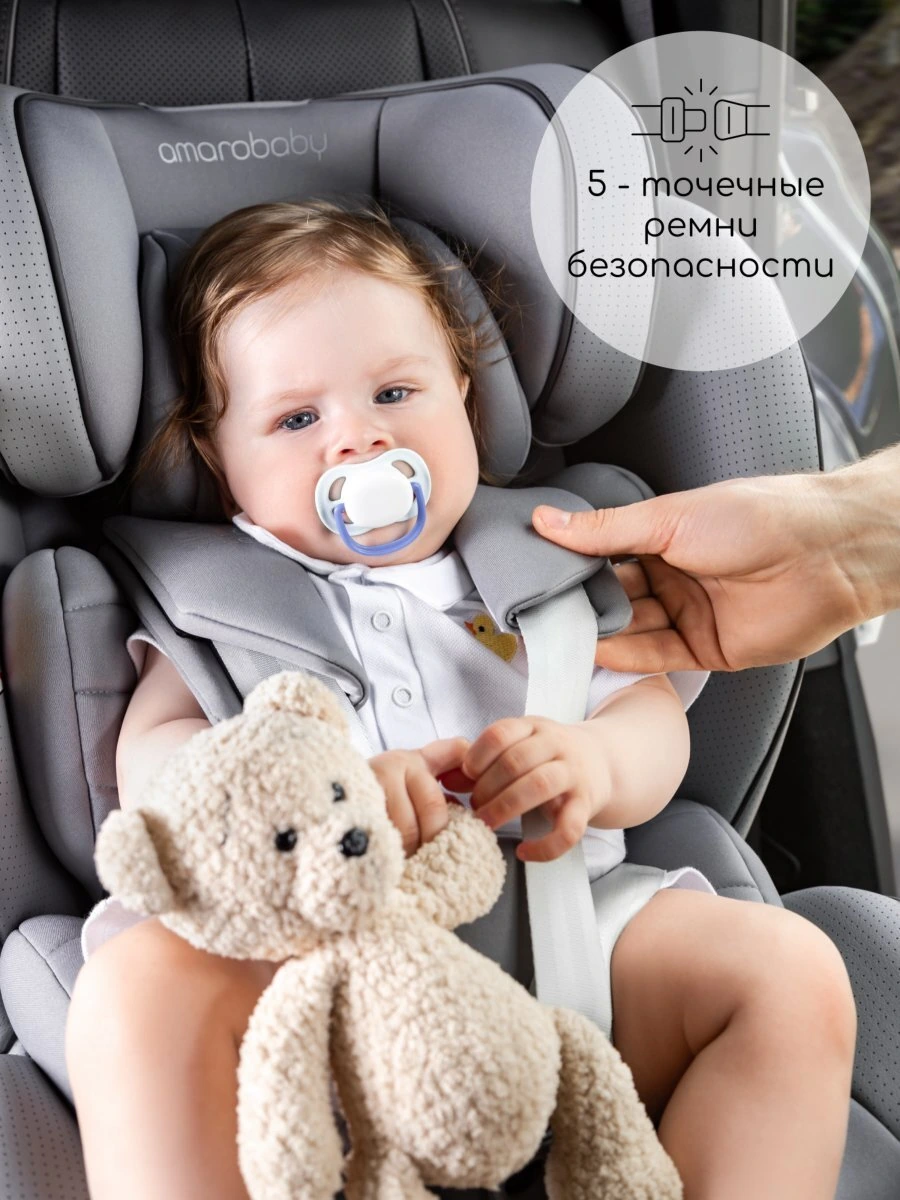Автокресло детское CHAMPION, Isofix класс D, группа 0+/1/2/3 графит