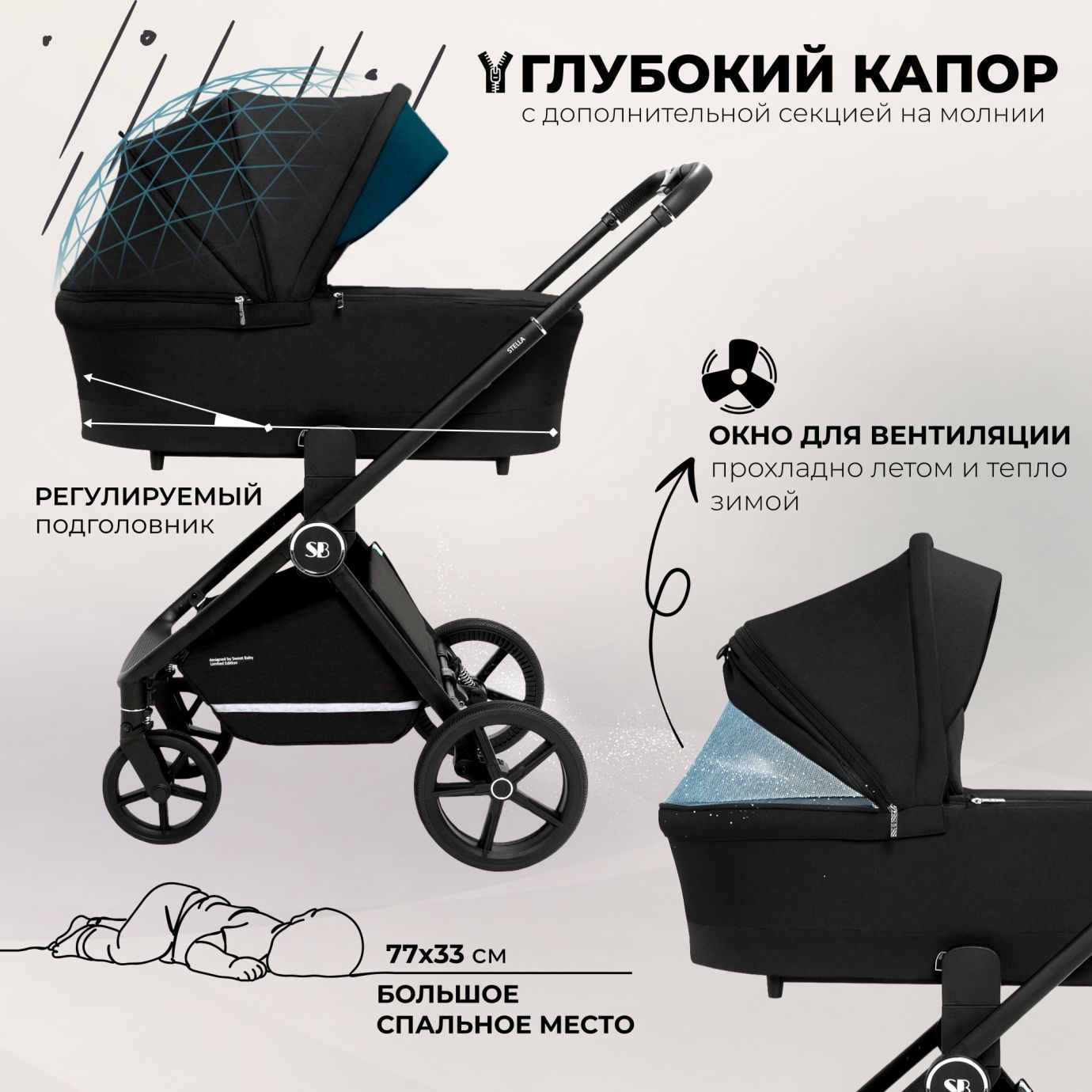 Коляска Sweet Baby Stella Black