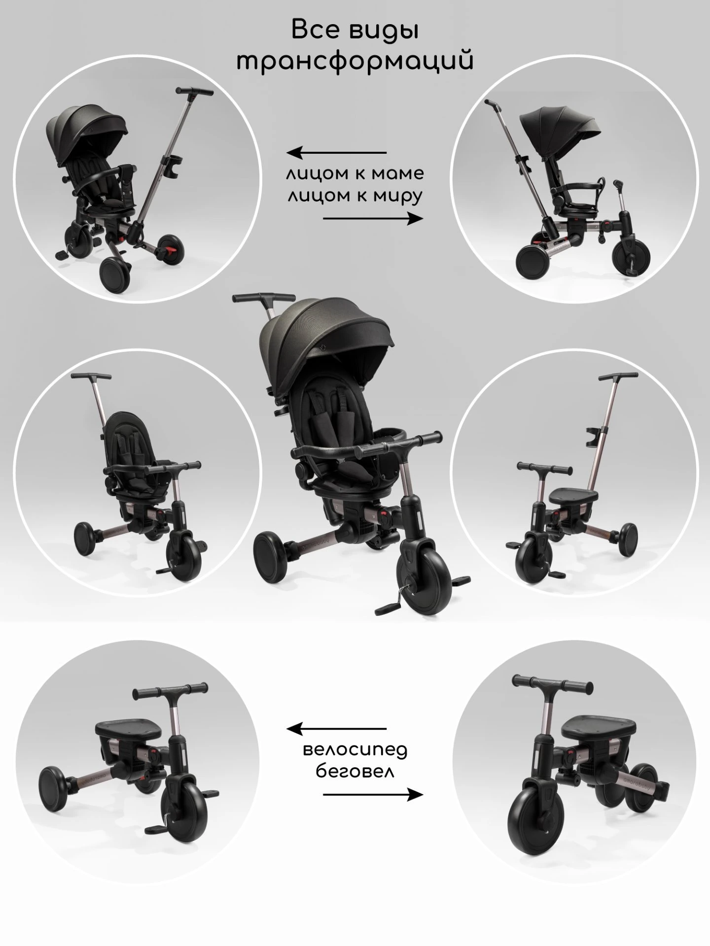 Велосипед многофункциональный Amarobaby, MultiRide черный