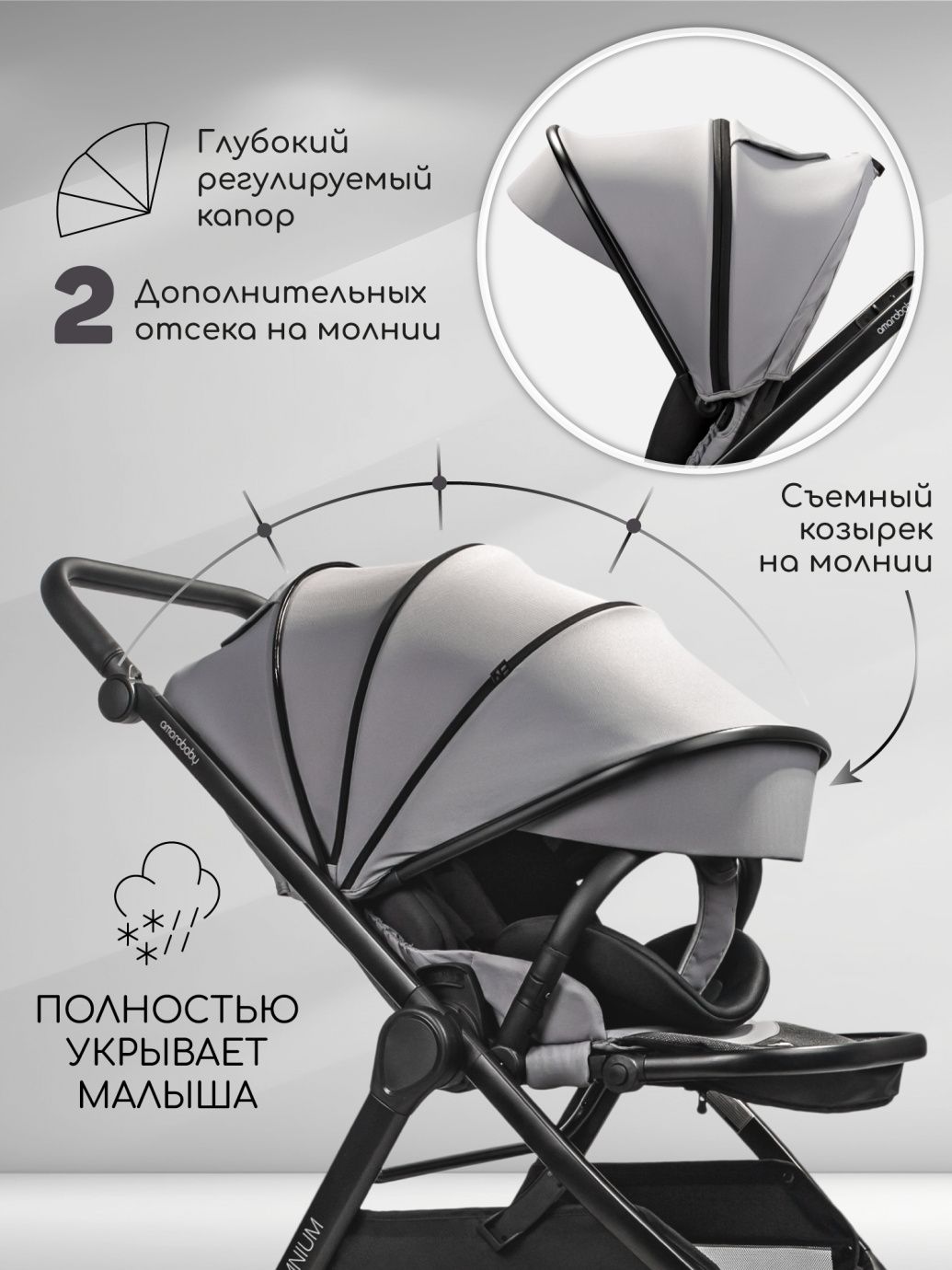 Прогулочная коляска с реверсивным блоком Somnium серый