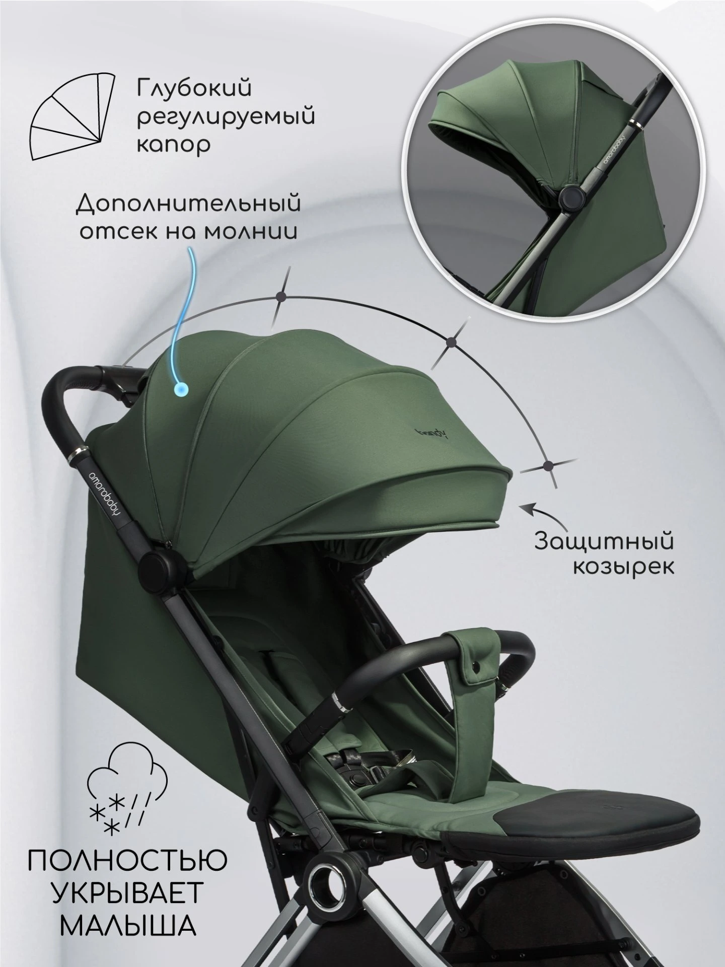 Прогулочная коляска Handy, зеленый/серебряный