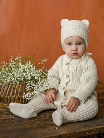 Комбинезон вязаный детский Pure Love Little, демисезонный, молочный
