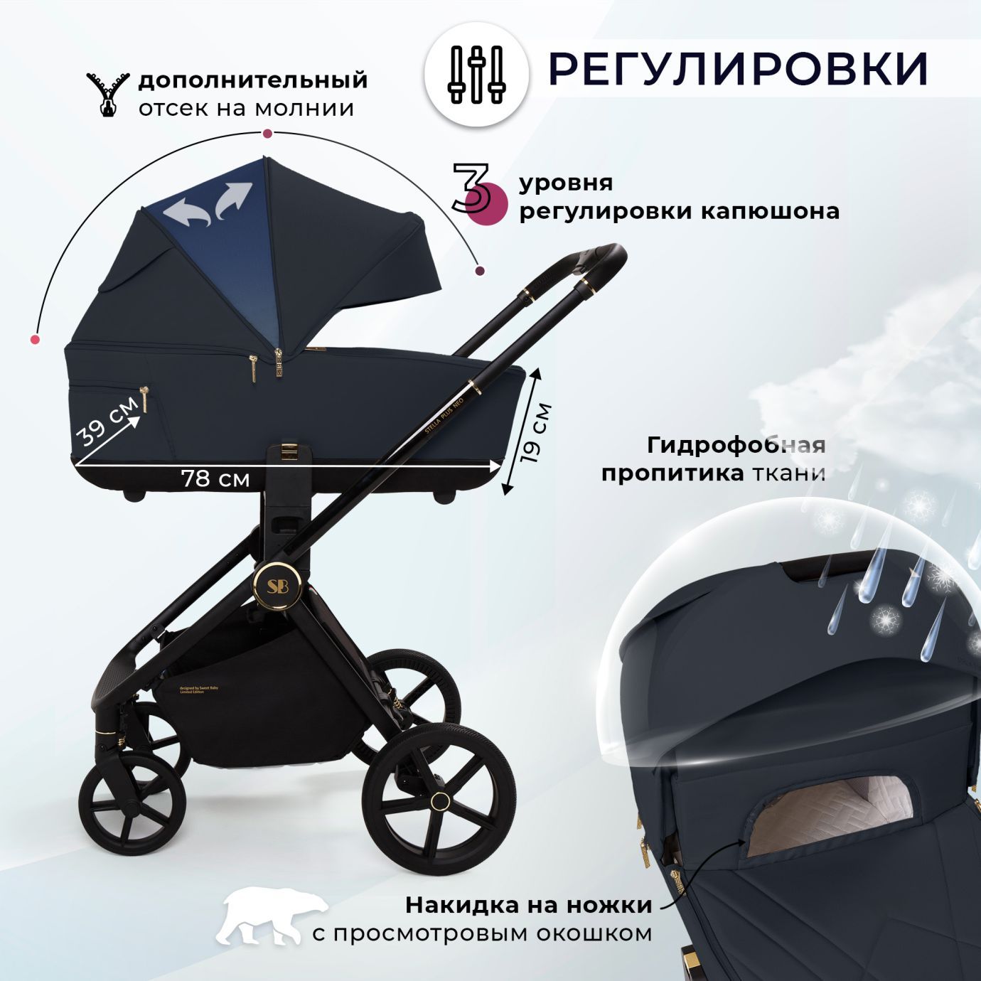 Коляска Sweet Baby Stella Plus Neo Dark Grey