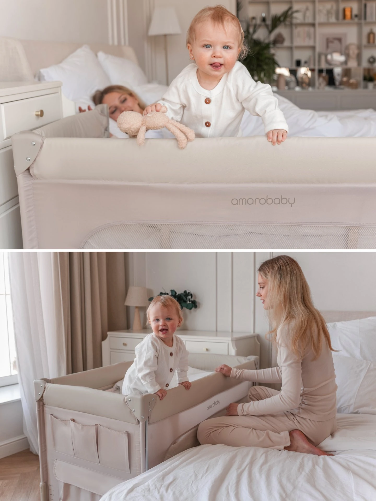 Манеж-кровать Amarobaby OASIS прямоугольный молочный