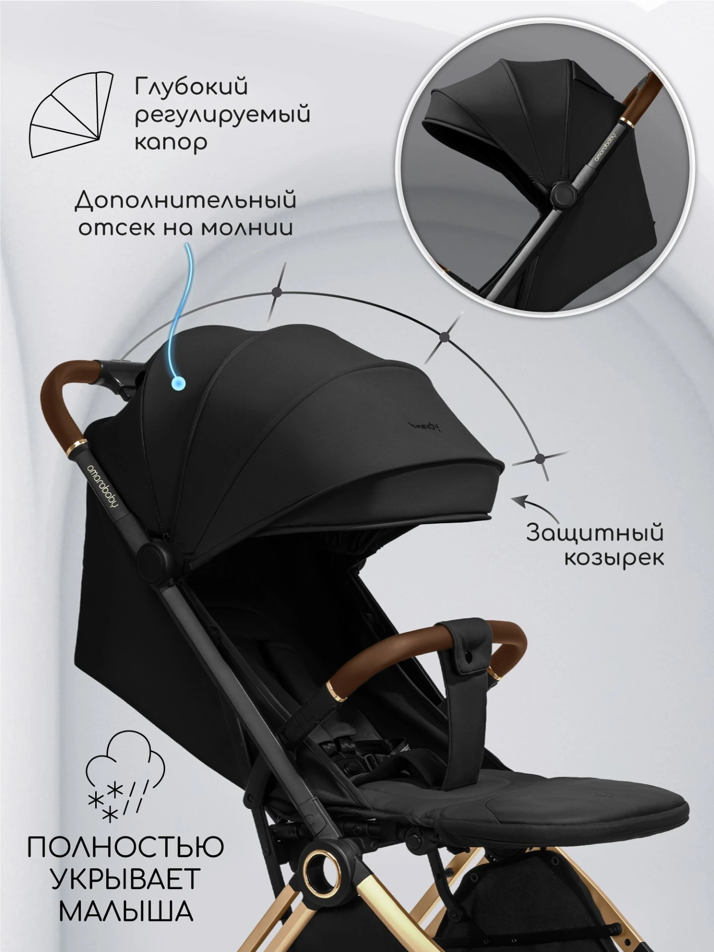 Прогулочная коляска Handy, черный/золотой